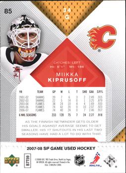 2007-08 SP Game Used #85 Miikka Kiprusoff Back
