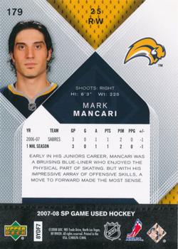 2007-08 SP Game Used #179 Mark Mancari Back