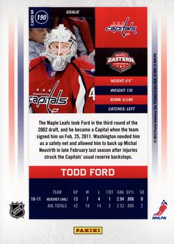 2011-12 Panini Contenders #190 Todd Ford Back