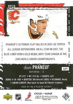 2006-07 Be A Player - Profiles #PP26 Dion Phaneuf Back