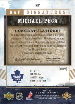 2006-07 Be A Player - BAP Signatures #MP Michael Peca Back