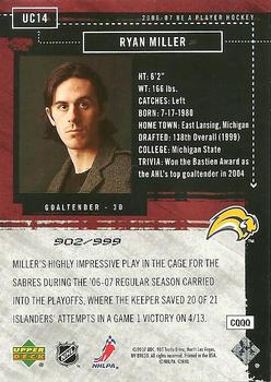 2006-07 Be A Player - Up Close and Personal #UC14 Ryan Miller Back
