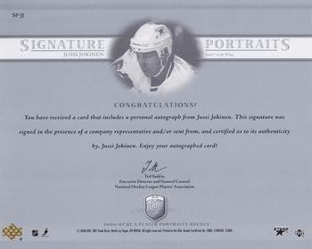 2006-07 Be A Player Portraits - Signature Portraits #SP-JJ Jussi Jokinen Back