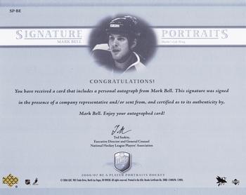 2006-07 Be A Player Portraits - Signature Portraits #SP-MB Mark Bell Back