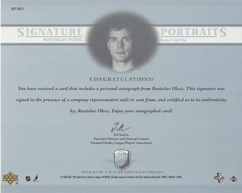 2006-07 Be A Player Portraits - Signature Portraits #SP-RO Rostislav Olesz Back