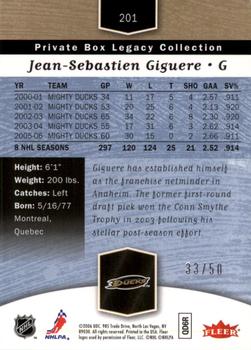 2006-07 Flair Showcase - Legacy Collection #201 Jean-Sebastien Giguere Back