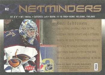 2006-07 Fleer - Netminders #N2 Kari Lehtonen Back