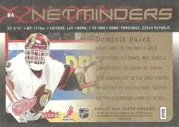 2006-07 Fleer - Netminders #N4 Dominik Hasek Back