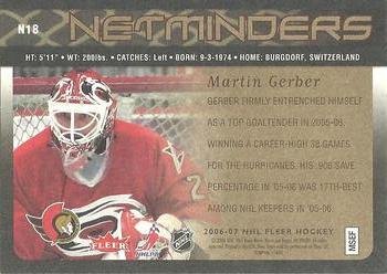 2006-07 Fleer - Netminders #N18 Martin Gerber Back