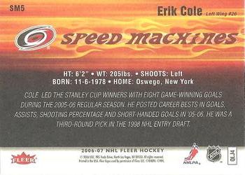 2006-07 Fleer - Speed Machines #SM5 Erik Cole Back
