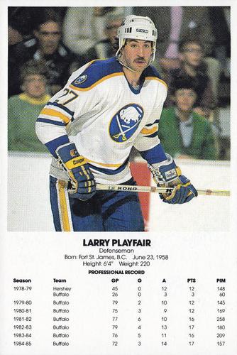 1985-86 Blue Shield Buffalo Sabres Postcards #NNO Larry Playfair Front
