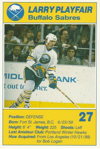 1988-89 Blue Shield Buffalo Sabres #18 Larry Playfair Front