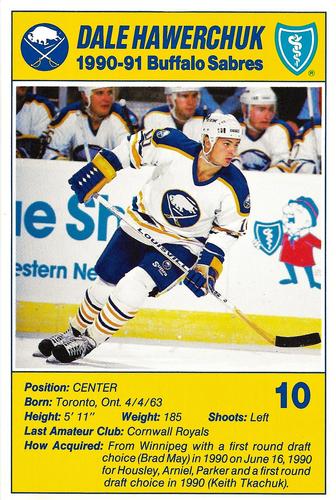 1990-91 Blue Shield Buffalo Sabres Postcards #8 Dale Hawerchuk Front