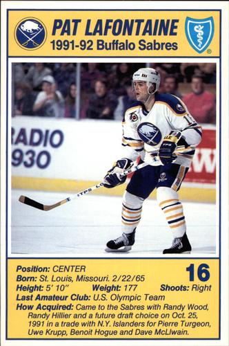 1991-92 Blue Shield Buffalo Sabres Postcards #9 Pat LaFontaine Front