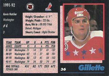 1991-92 Gillette Series #36 Kevin Hatcher Back