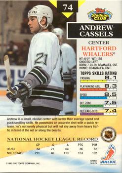 1993-94 Stadium Club - Members Only #74 Andrew Cassels Back