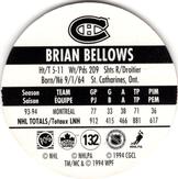 1994-95 POG Canada Games NHL #132 Brian Bellows Back