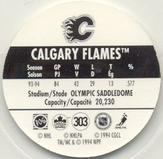 1994-95 POG Canada Games NHL #303 Calgary Flames Back