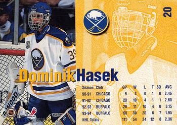 1995 Kenner/Fleer Starting Lineup Cards #20 Dominik Hasek Back