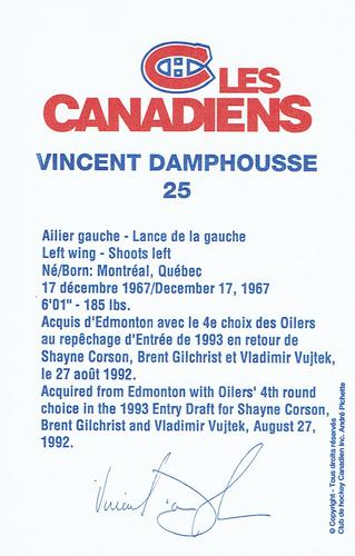 1995-96 Montreal Canadiens #NNO Vincent Damphousse Back