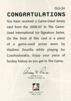 2006-07 In The Game Used International Ice - Jerseys #GUJ-24 Vladimir Dzurilla Back