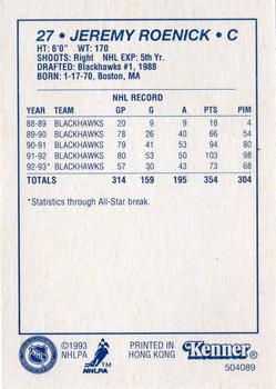 1993 Kenner Starting Lineup Cards #504089 Jeremy Roenick Back