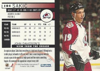 1996 Kenner/SkyBox Impact Starting Lineup Cards #53032600 Joe Sakic Back