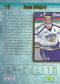 1995 Classic Hockey Draft #12 Teemu Riihijarvi Back