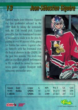 1995 Classic Hockey Draft #13 Jean-Sebastien Giguere Back