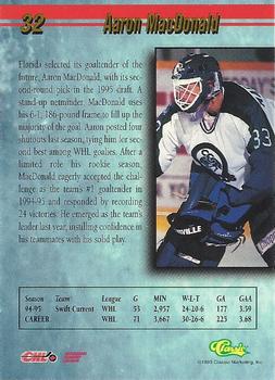 1995 Classic Hockey Draft #32 Aaron MacDonald Back