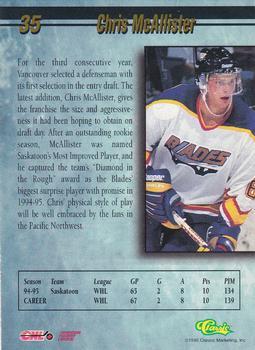1995 Classic Hockey Draft #35 Chris McAllister Back