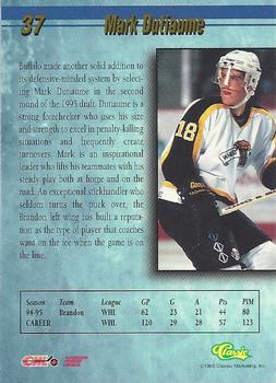 1995 Classic Hockey Draft #37 Mark Dutiaume Back