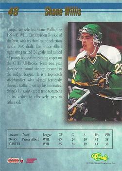 1995 Classic Hockey Draft #48 Shane Willis Back