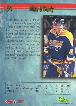1995 Classic Hockey Draft #51 Mike O'Grady Back