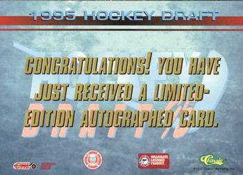 1995 Classic Hockey Draft - Autographs #NNO Radek Dvorak Back