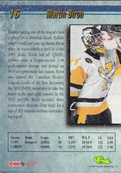 1995 Classic Hockey Draft - Gold #16 Martin Biron Back