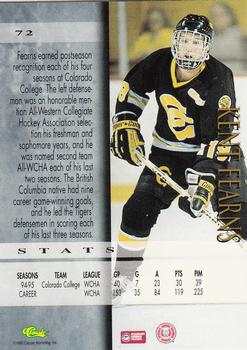 1995 Classic Hockey Draft - Gold #72 Kent Fearns Back