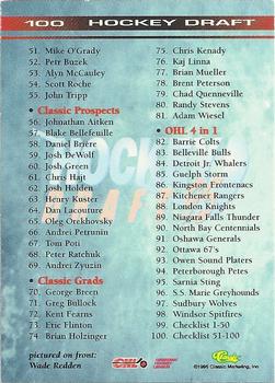 1995 Classic Hockey Draft - Silver #100 Checklist: 51-100 Back
