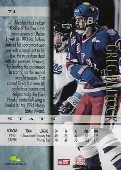 1995 Classic Hockey Draft - Silver #71 Greg Bullock Back