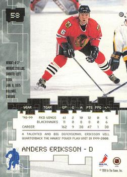 1999-00 Be a Player Millennium Signature Series - All-Star Fantasy Gold #58 Anders Eriksson Back