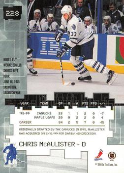 1999-00 Be a Player Millennium Signature Series - All-Star Fantasy Silver #228 Chris McAllister Back