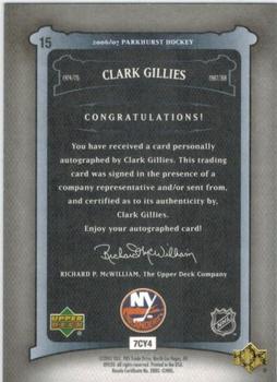 2006-07 Parkhurst - Autographs #15 Clark Gillies Back