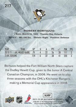 2011-12 SP Authentic #217 Robert Bortuzzo Back