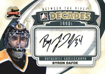 2011-12 In The Game Between The Pipes - Authentic Goaliegraph #A-BD Byron Dafoe Front