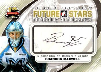 2011-12 In The Game Between The Pipes - Authentic Goaliegraph #A-BM Brandon Maxwell Front