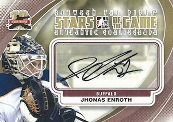 2011-12 In The Game Between The Pipes - Authentic Goaliegraph #A-JE Jhonas Enroth Front