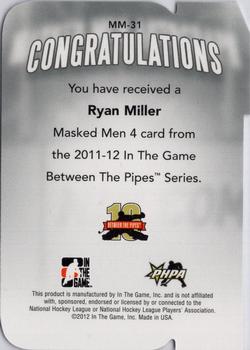 2011-12 In The Game Between The Pipes - Masked Men IV Ruby Die Cuts #MM-31 Ryan Miller Back