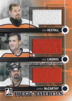 2011-12 In The Game Broad Street Boys - Tough Materials Black #TM-03 Ron Hextall / Eric Lindros / Sandy McCarthy Front