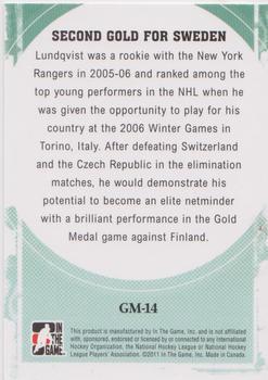 2011-12 In The Game Canada vs. The World - Great Moments #GM-14 Henrik Lundqvist Back