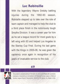 2011-12 In The Game Captain-C - Gold #49 Luc Robitaille Back